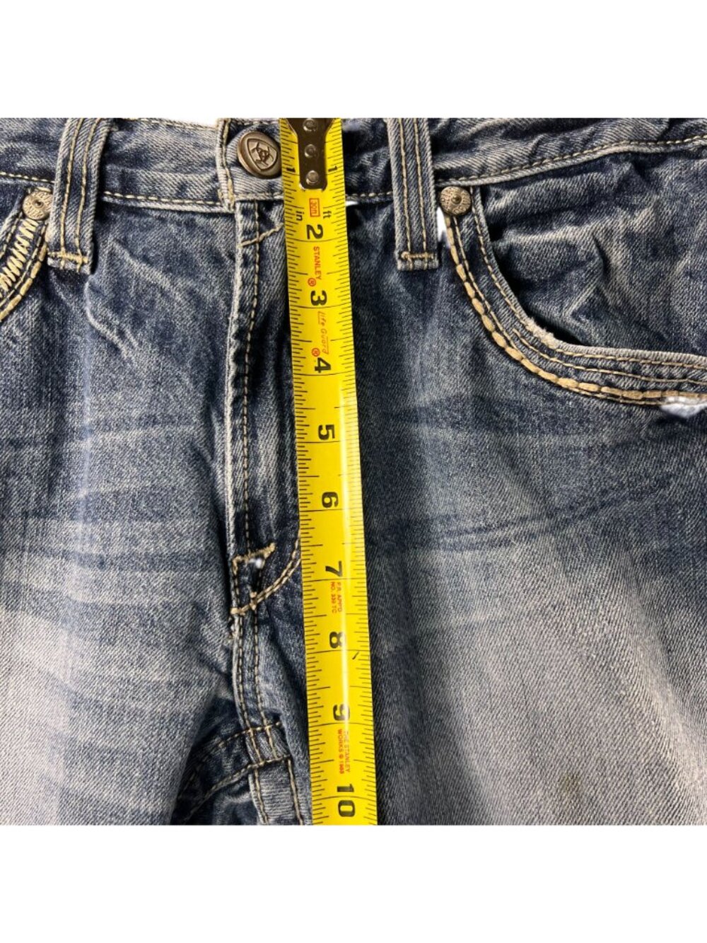 Ariat Mens Distressed Straight Denim Jeans 30/34 Stitching Embroidered Western - Picture 16 of 16